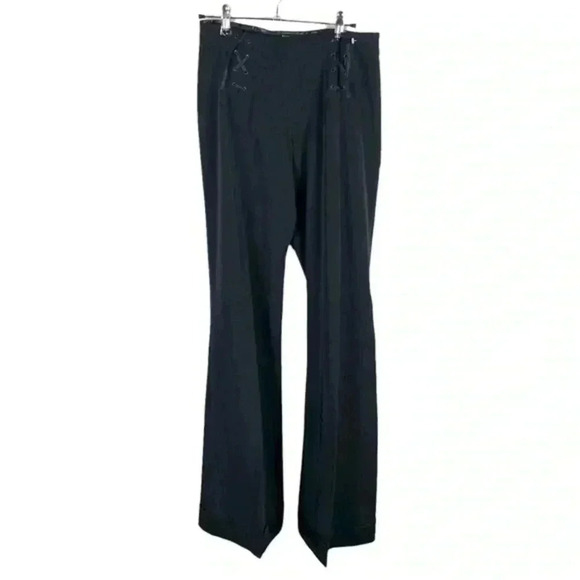 SINEQUANONE Black Laced‎ Front Wide Leg Trouser Pant